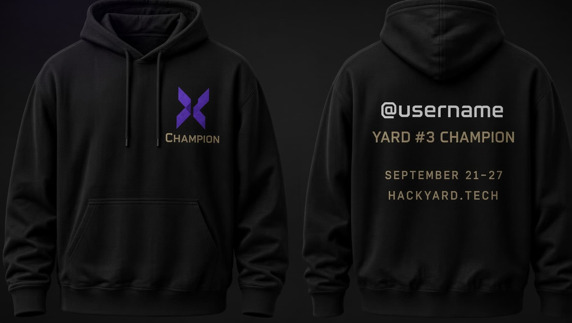 A custom Hackyard champion hoodie